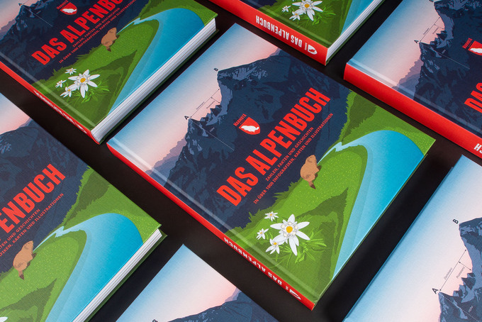 Hardcover Buch gedruckt über die Alpen