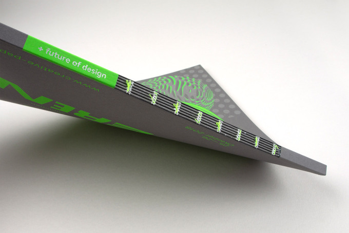 offene Fadenheftung Novum grüne Fäden