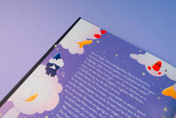 Kinderbuch Seite mit Text und Bildern